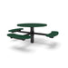 Black & Green Wabash Valley Signature Round Pedestal Picnic Table, Diamond, Standard - ADA Accessible - Inground, in plastisol-coated steel, model SG250D, commercial patio furniture