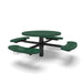 Black & Green Wabash Valley Signature Round Pedestal Picnic Table, Perforated, Standard - 4 Seats - Inground, in plastisol-coated steel, model SG245P, commercial patio furniture