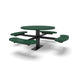 Black & Green Wabash Valley Signature Round Pedestal Picnic Table, Perforated, Standard - 4 Seats - Surface Mount, in plastisol-coated steel, model SG244P, outdoor cafe tables