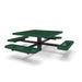 Black & Green Wabash Valley Signature Square Pedestal Picnic Table, Diamond, Standard - 4 Seats - Inground - 46 Inch, in plastisol-coated steel, model SG230D, expanded metal table