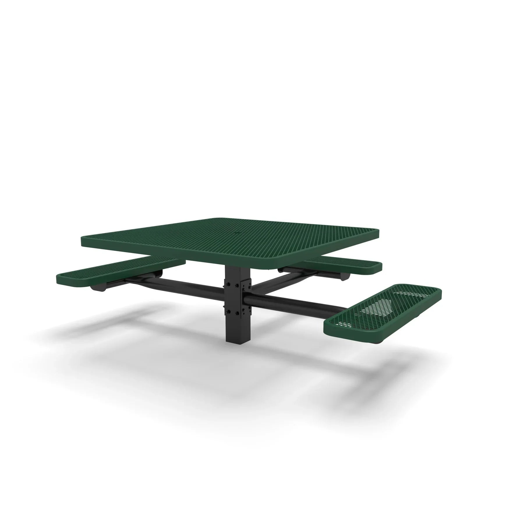 Black & Green Wabash Valley Signature Square Pedestal Picnic Table, Diamond, Standard - ADA Accessible - Inground - 46 Inch, in plastisol-coated steel, model SG235D, ada accessible table