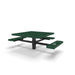 Black & Green Wabash Valley Signature Square Pedestal Picnic Table, Diamond, Standard - ADA Accessible - Inground - 46 Inch, in plastisol-coated steel, model SG235D, ada accessible table
