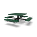 Black & Green Wabash Valley Signature Square Pedestal Picnic Table, Perforated, Standard - 4 Seats - Inground - 40 Inch, in plastisol-coated steel, model SG215P, square metal patio table