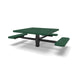 Black & Green Wabash Valley Signature Square Pedestal Picnic Table, Perforated, Standard - ADA Accessible - Inground - 46 Inch, in plastisol-coated steel, model SG235P, ada accessible table