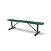 Black & Green Wabash Valley Signature Steel Backless Bench, Perforated, 6' Portable with braced legs, green seat on a black frame, plastisol-coated steel, team bench