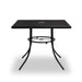 Front view of the Highland black 36 inch square steel mesh patio table, model HL36SM, mesh patio furniture