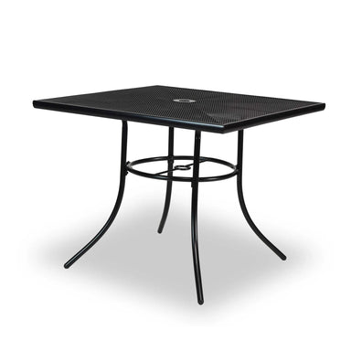 Highland black 36 inch square steel mesh patio table, powder-coated steel, model HL36SM, small patio table