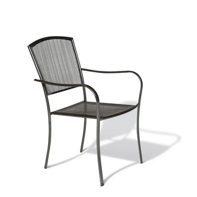 Highland black steel mesh stacking chair, powder-coated steel, model HLCHR, outdoor stacking chairs