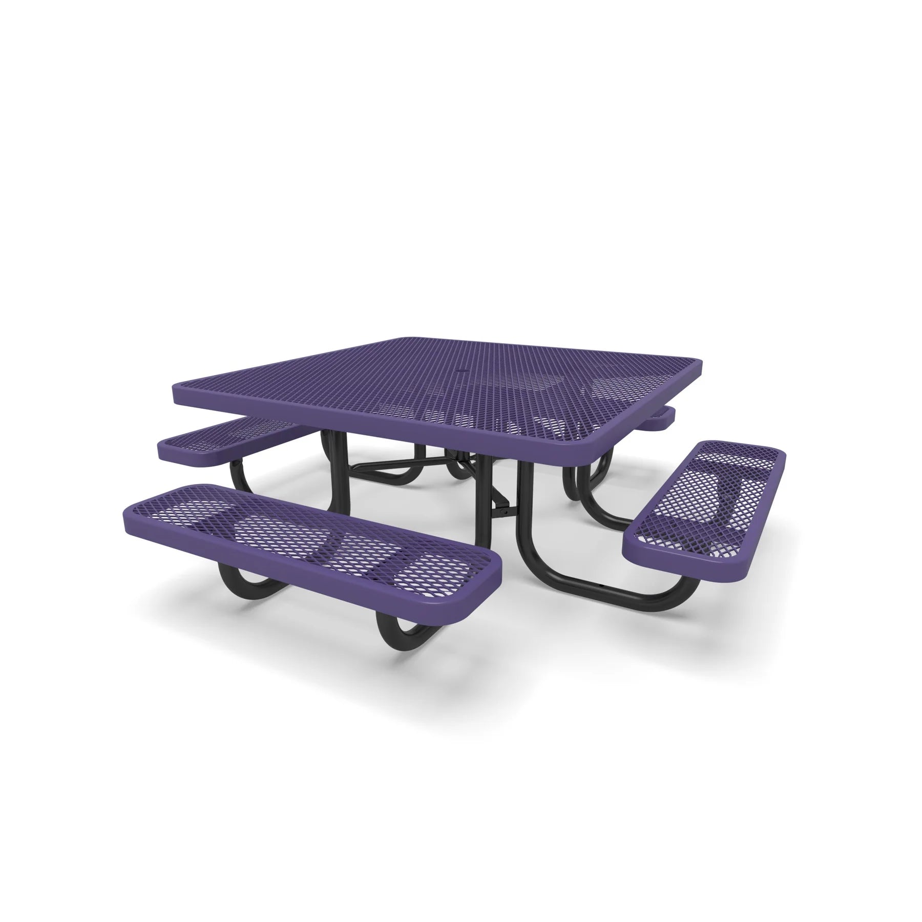 Black & Purple Wabash Valley Children's Signature Square Diamond Metal Portable Picnic Table in plastisol-coated steel, outdoor classroom furniture for young children