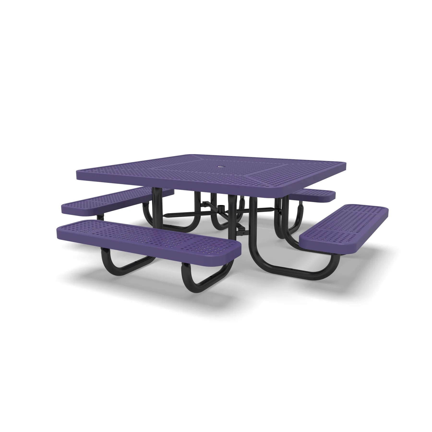 Black & Purple Wabash Valley Children's Signature Square Perforated Metal Portable Picnic Table in plastisol-coated steel, a kids size picnic table with an 11 inch seat