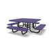 Black & Purple Wabash Valley Children's Signature Square Perforated Metal Portable Picnic Table in plastisol-coated steel, a kids size picnic table with an 11 inch seat