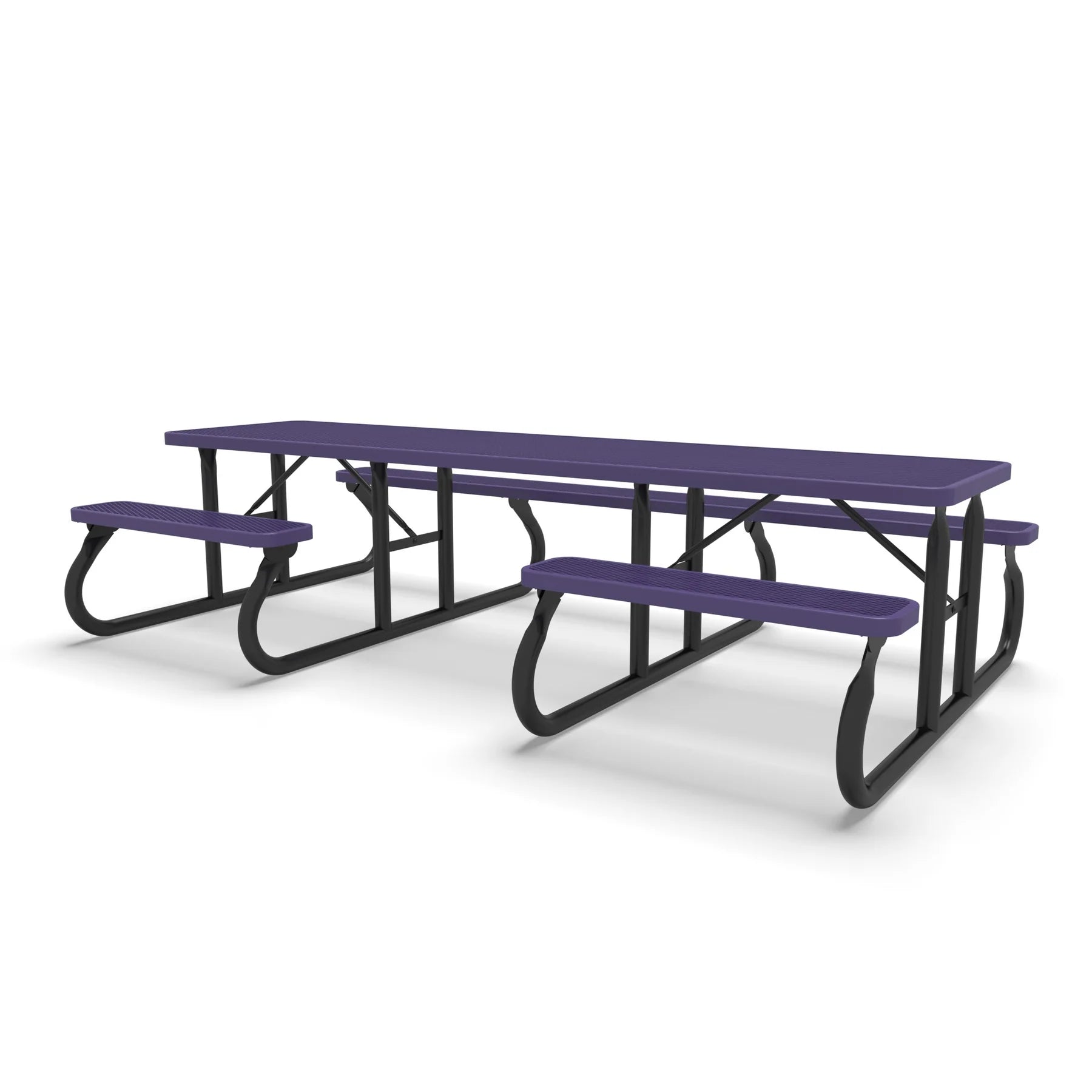 Black & Purple Wabash Valley Signature Side by Side ADA Accessible 10 ft Diamond Portable Picnic Table in plastisol-coated steel, a wheelchair picnic table
