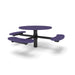 Black & Purple Wabash Valley Signature Round Pedestal Picnic Table, Diamond, Standard - ADA Accessible - Inground, in plastisol-coated steel, model SG250D, commercial patio furniture