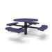 Black & Purple Wabash Valley Signature Round Pedestal Picnic Table, Diamond, Standard - 4 Seats - Inground, in plastisol-coated steel, model SG245D, commercial patio furniture