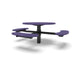 Black & Purple Wabash Valley Signature Round Pedestal Picnic Table, Perforated, Standard - ADA Accessible - Inground, in plastisol-coated steel, model SG250P, commercial patio furniture