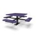 Black & Purple Wabash Valley Signature Square Pedestal Picnic Table, Diamond, Standard - 4 Seats - Surface Mount - 46 Inch, in plastisol-coated steel, model SG229D, patio furniture for business