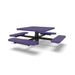 Black & Purple Wabash Valley Signature Square Pedestal Picnic Table, Perforated, Standard - 4 Seats - Inground - 40 Inch, in plastisol-coated steel, model SG215P, square metal patio table