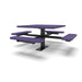 Black & Purple Wabash Valley Signature Square Pedestal Picnic Table, Perforated, Standard - 4 Seats - Surface Mount - 46 Inch, in plastisol-coated steel, model SG229P, square outdoor dining table