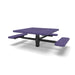 Black & Purple Wabash Valley Signature Square Pedestal Picnic Table, Perforated, Standard - ADA Accessible - Inground - 46 Inch, in plastisol-coated steel, model SG235P, business patio furniture