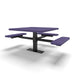 Black & Purple Wabash Valley Signature Square Pedestal Picnic Table, Perforated, Standard - ADA Accessible - Surface Mount - 46 Inch, in plastisol-coated steel, model SG234P, ada accessible table