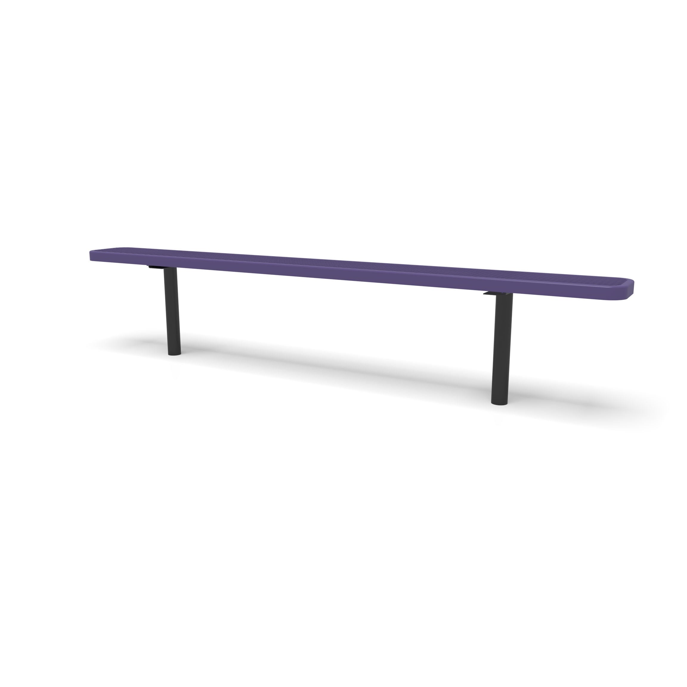 Black & Purple Wabash Valley Signature Steel Backless Bench, Diamond, 8' Inground posts, purple seat on a black frame, plastisol-coated steel, commercial seating bench