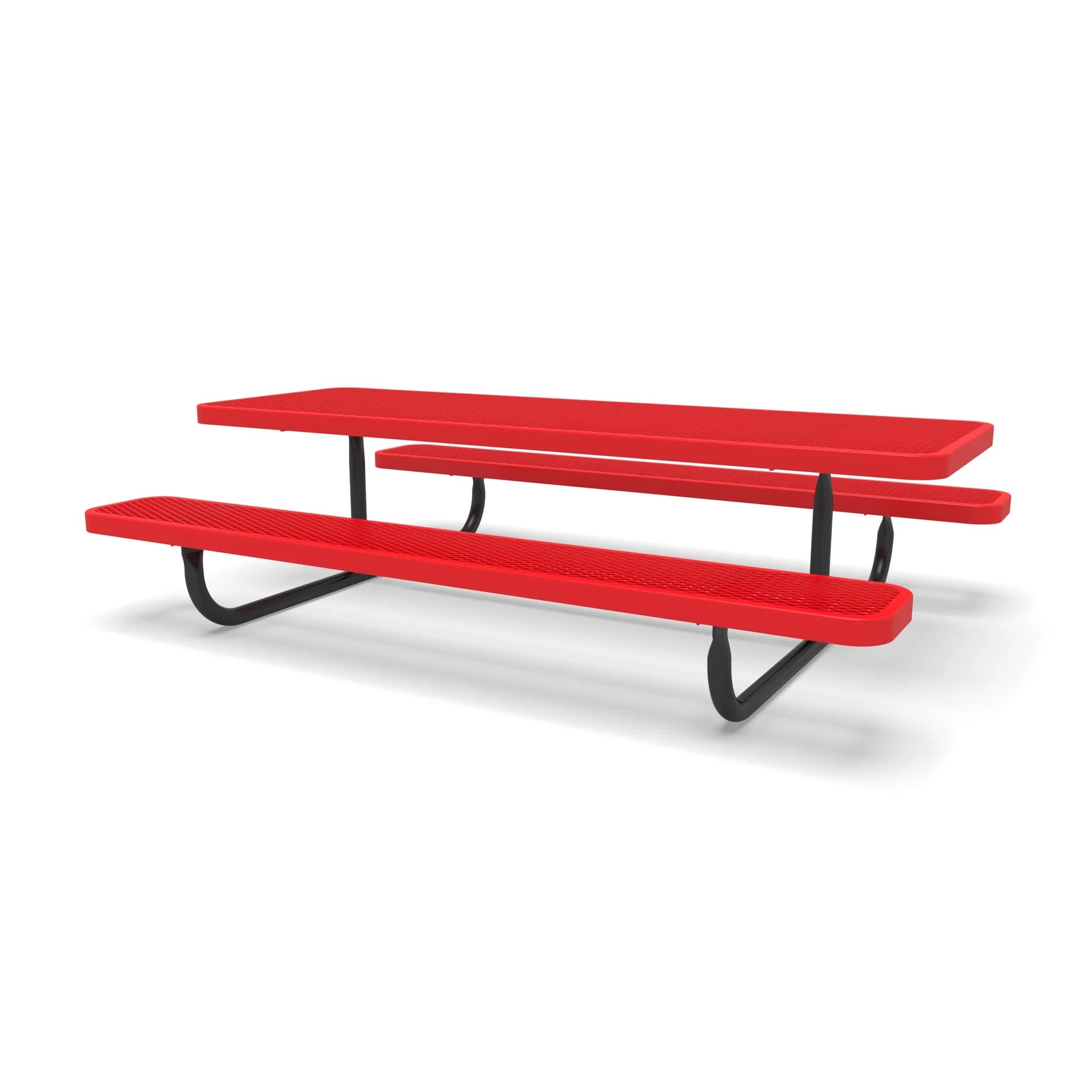 Black & Red Wabash Valley Children's Signature Diamond Metal Portable Picnic Table in plastisol-coated steel, a kids metal picnic table