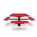 Black & Red Wabash Valley Signature Square Pedestal Picnic Table, Diamond, Standard - 4 Seats - Surface Mount - 46 Inch, in plastisol-coated steel, model SG229D, expanded metal table