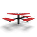 Black & Red Wabash Valley Signature Square Pedestal Picnic Table, Diamond, Chessboard - ADA Accessible - Inground - 46 Inch, in plastisol-coated steel, model SP230D, chess and checkers table