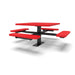 Black & Red Wabash Valley Signature Square Pedestal Picnic Table, Perforated, Standard - 4 Seats - Surface Mount - 46 Inch, in plastisol-coated steel, model SG229P, outdoor eating tables