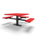 Black & Red Wabash Valley Signature Square Pedestal Picnic Table, Perforated, Standard - ADA Accessible - Surface Mount - 46 Inch, in plastisol-coated steel, model SG234P, ada accessible table