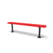 Black & Red Wabash Valley Signature Steel Backless Bench, Perforated, 6' Surface Mount base plates, red seat on a black frame, plastisol-coated steel, metal bench without back