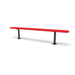 Black & Red Wabash Valley Signature Steel Backless Bench, Diamond, 8' Surface Mount base plates, red seat on a black frame, plastisol-coated steel, 96 inch bench