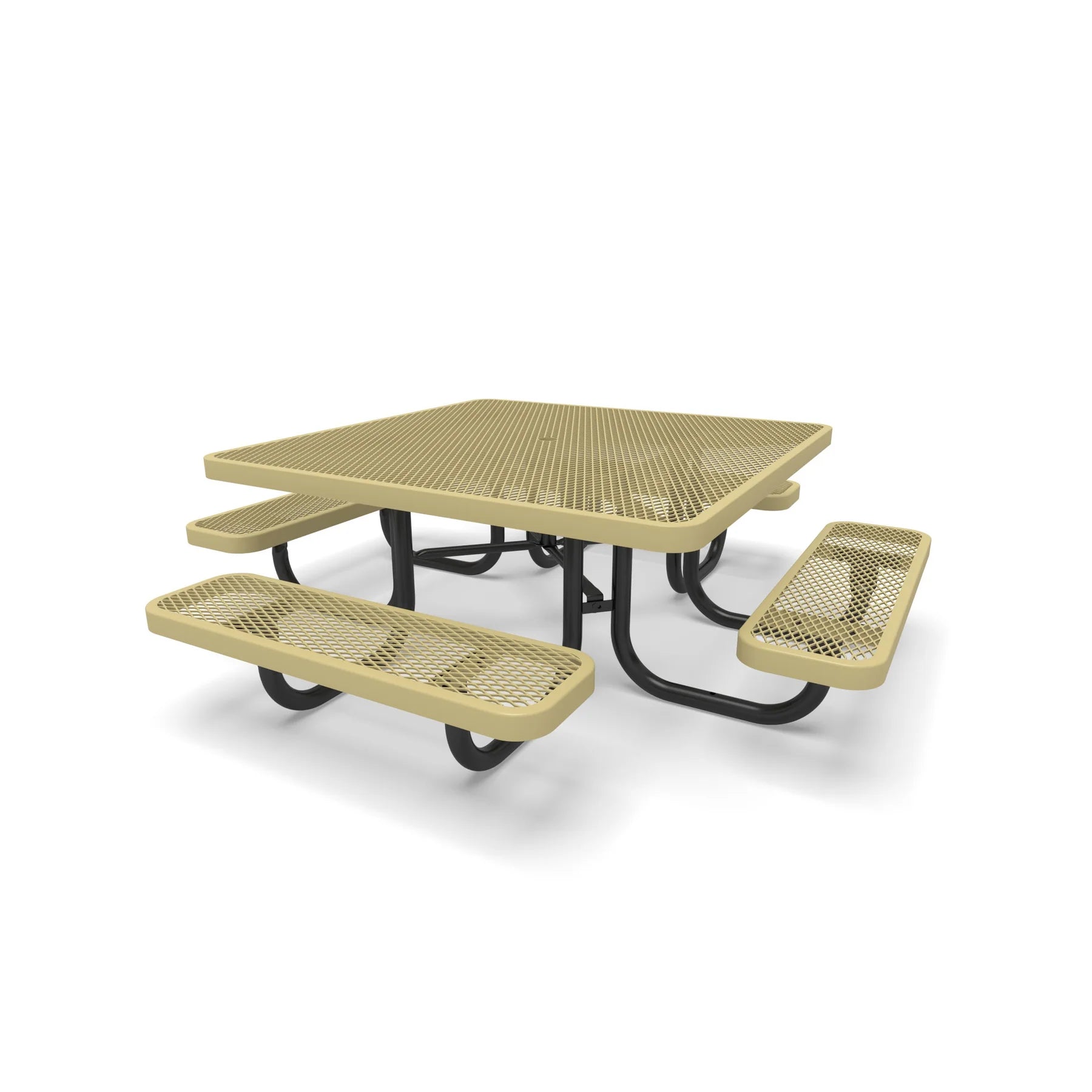 Black & Sand Wabash Valley Children's Signature Square Diamond Metal Portable Picnic Table in plastisol-coated steel, playground furniture with a 46 inch square top