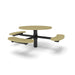 Black & Sand Wabash Valley Signature Round Pedestal Picnic Table, Diamond, Standard - ADA Accessible - Inground, in plastisol-coated steel, model SG250D, ada compliant table