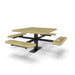 Black & Sand Wabash Valley Signature Square Pedestal Picnic Table, Diamond, Standard - 4 Seats - Surface Mount - 46 Inch, in plastisol-coated steel, model SG229D, expanded metal table