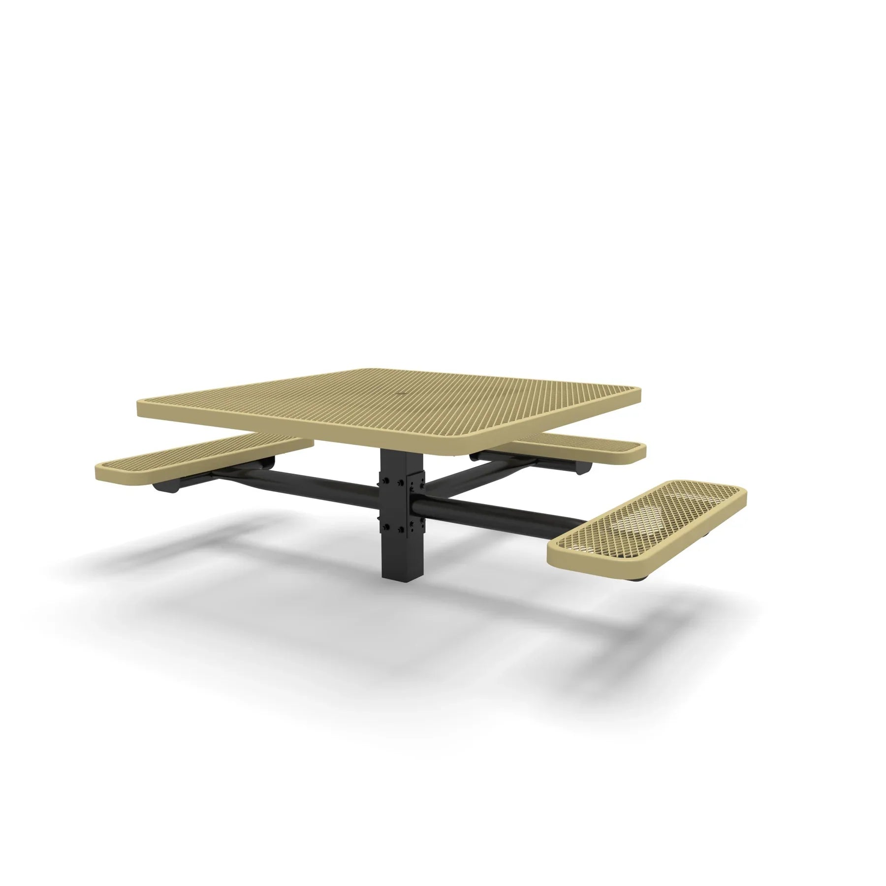 Black & Sand Wabash Valley Signature Square Pedestal Picnic Table, Diamond, Standard - ADA Accessible - Inground - 46 Inch, in plastisol-coated steel, model SG235D, ada accessible table