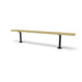 Black & Sand Wabash Valley Signature Steel Backless Bench, Diamond, 8' Surface Mount base plates, sand seat on a black frame, plastisol-coated steel, outdoor bench without back