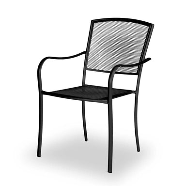 Black Sullivan stacking patio chair, powder-coated steel, model SU9118P, steel patio chairs