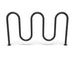 Black Wabash Valley 7 Bike Serpentine Rack, front view, 5 loops on surface mount base plates, model BRK534S, powder coated steel bike rack for sidewalk