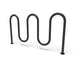 Black Wabash Valley 7 Bike Serpentine Rack, 5 loops on surface mount base plates, model BRK534S, powder coated steel 7 bike rack