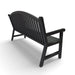 Black Wabash Valley Arch Yorktown Aluminum Bench, arched vertical slat back, powder-coated aluminum, rear view, model YO1213C, metal garden bench