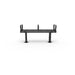 Black Wabash Valley Backless Transit Bench, 3 Armrests, front view, 4 ft perforated steel seat on adjustable surface mount legs, model TR202P, bus shelter bench