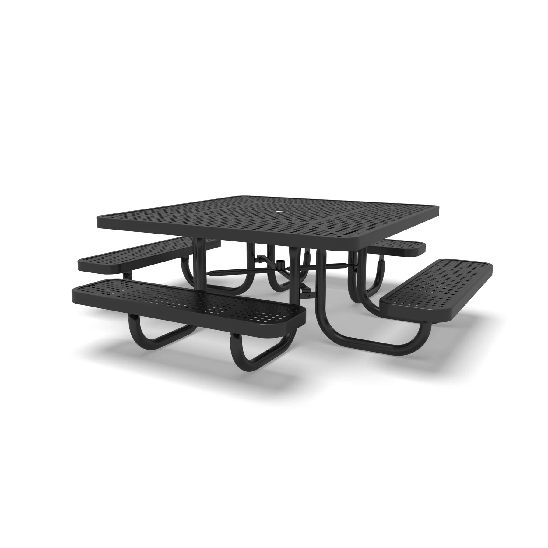 Black Wabash Valley Children's Signature Square Perforated Metal Portable Picnic Table in plastisol-coated steel, a playground picnic table