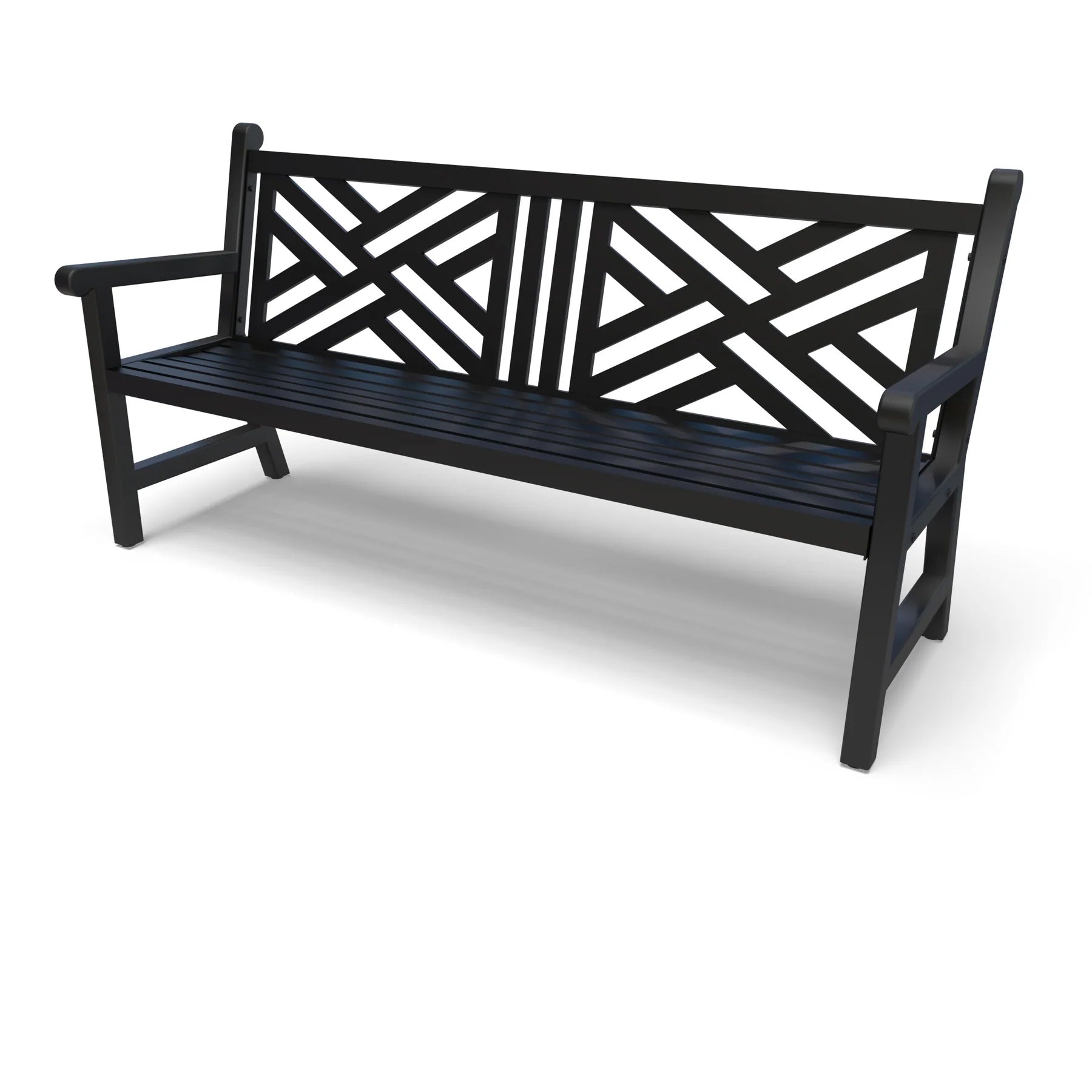 Black Wabash Valley Chippendale Yorktown Aluminum Bench, Chippendale lattice back, powder-coated aluminum, model YO1313C, chippendale outdoor bench