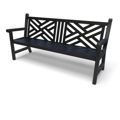 Black Wabash Valley Chippendale Yorktown Aluminum Bench, Chippendale lattice back, powder-coated aluminum, model YO1313C, chippendale outdoor bench