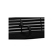 Black Covington center armrest, model CO6538N, mounted at the middle of a Wabash Valley Steel Covington Bench with a horizontal slat seat, outdoor park bench