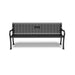 Black Wabash Valley Covington Memorial Bench, square perforated steel seat, cast aluminum frame, plaque on the backrest, front view, model COJ111C, personalized memorial bench