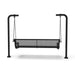 Black Wabash Valley Estate Diamond Swing Bench, back view, plastisol-coated steel seat on inground posts, garden swing bench