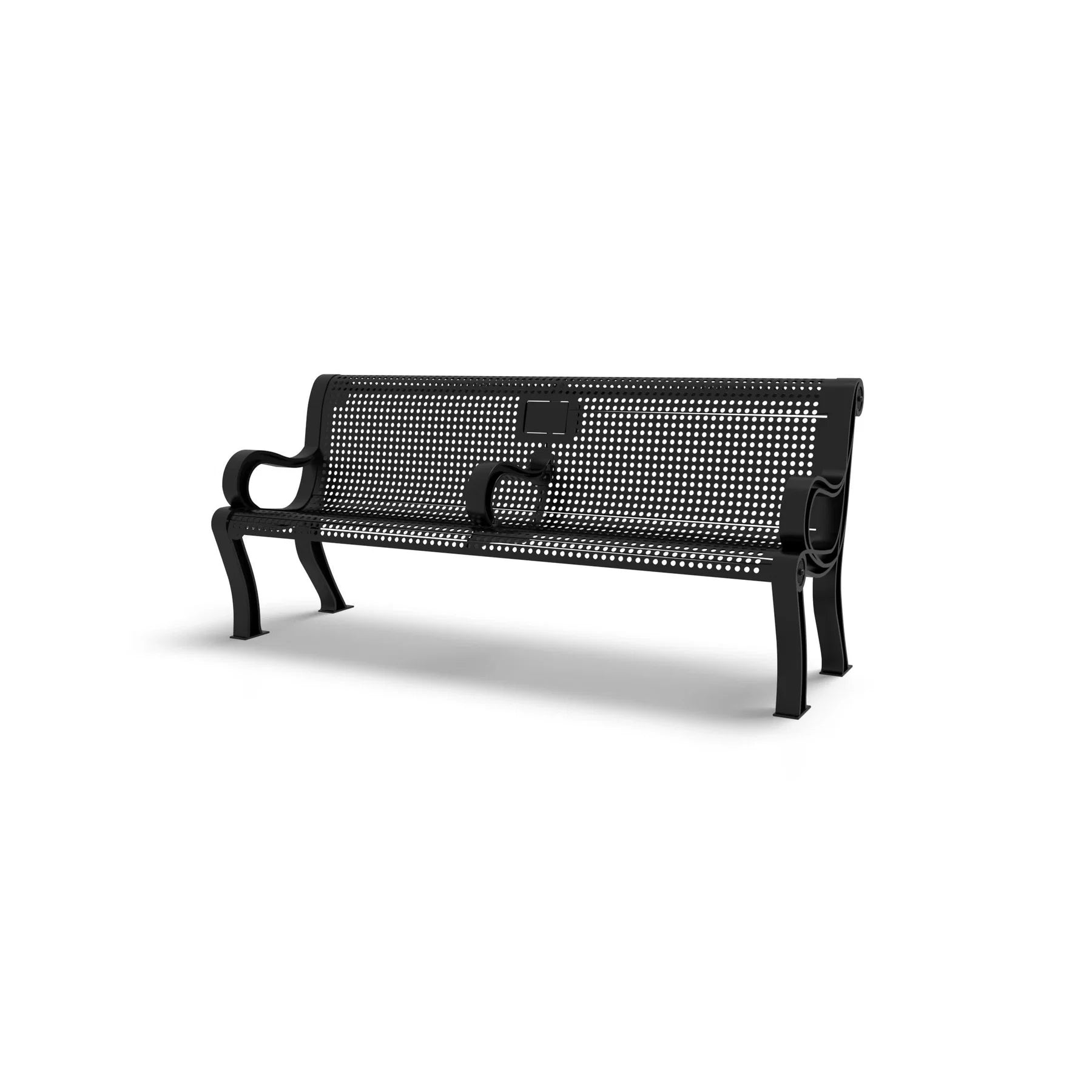 Black Wabash Valley Estate Perforated Memorial Bench, bench plaque mounted at the factory, engraving not included