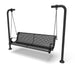 Black Wabash Valley Estate Perforated Swing Bench, plastisol-coated steel seat on inground posts, metal swing bench